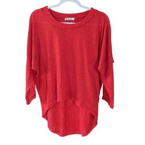 Women's Mei Na Fashion high low lightweight sweater, coral, size L